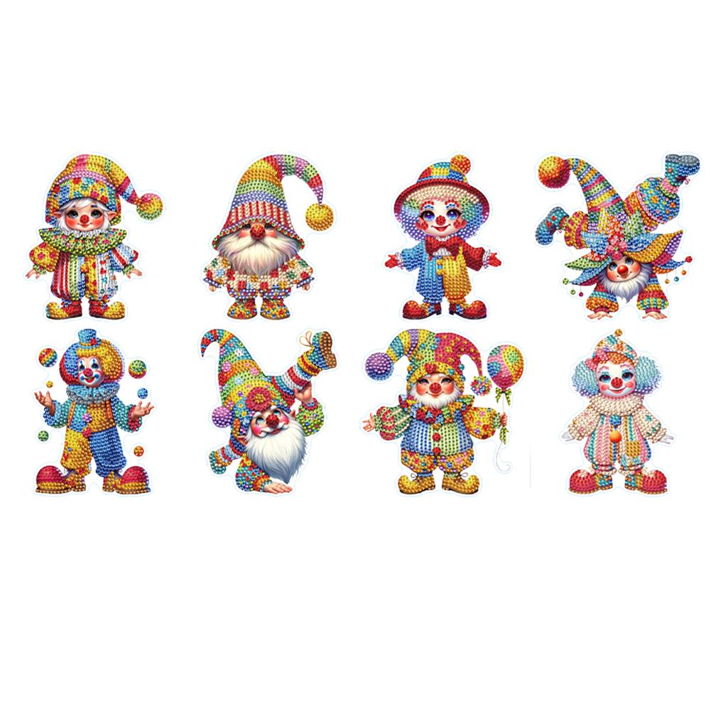 8 Pcs Diamond Art Stickers Cartoon Diamond Mosaic Sticker Diamond Art Painting Sticker Kits for Beginners Adults DIY Crafts