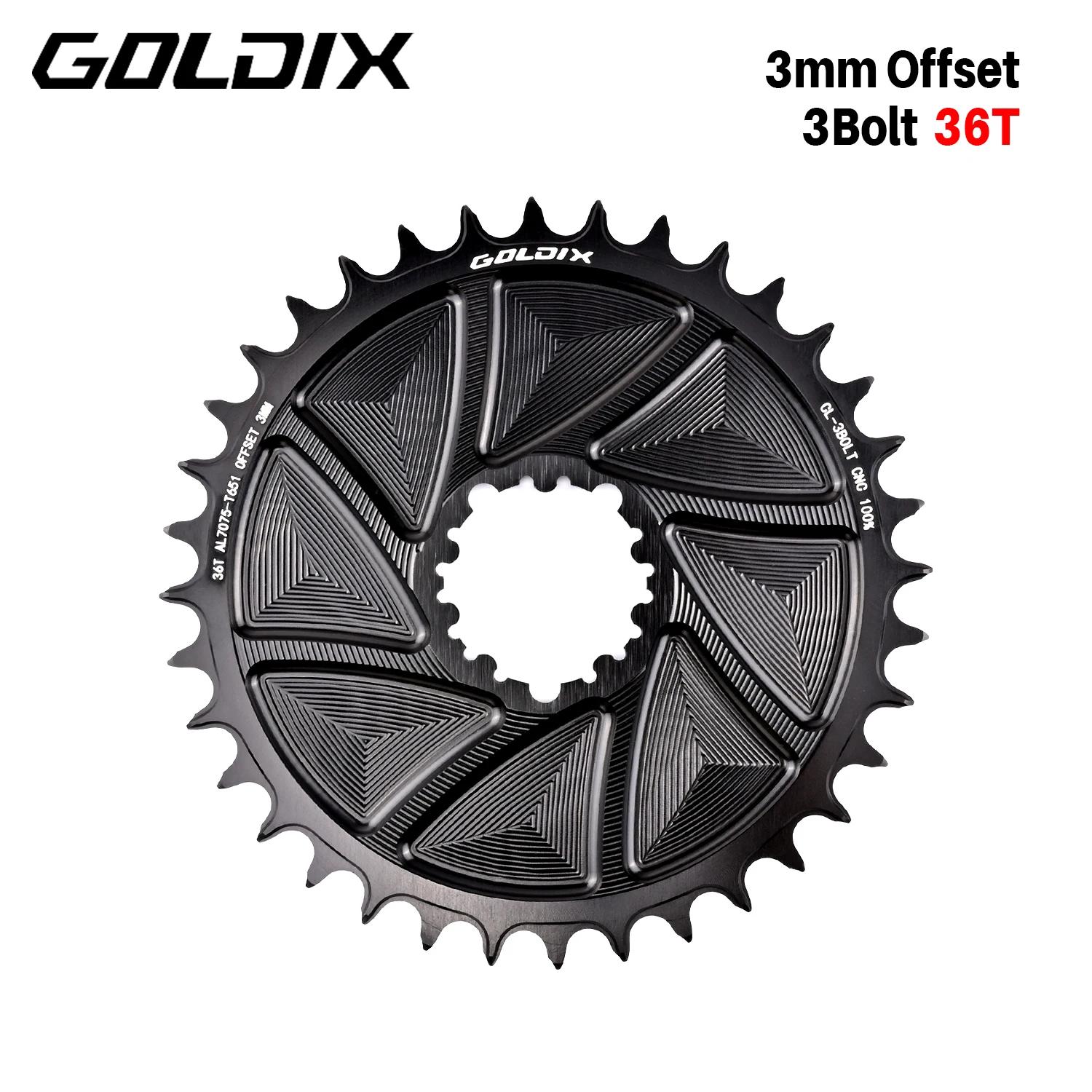GOLDIX 3-Bolt Bicycle Chainring Wide and Narrow Teeth AERO Chainring CNC Hollow Cutting Machining for SRAM 3Bolt Crankset 3Bolt 36T