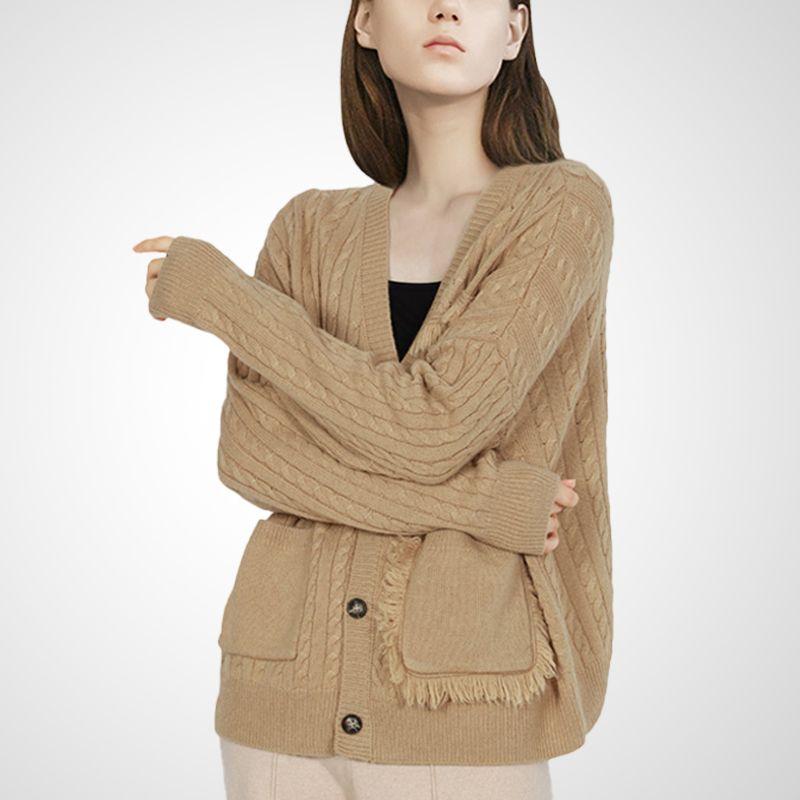 

Classic Style Loose 2023 Winter Knitting Cardigan CAMEL S