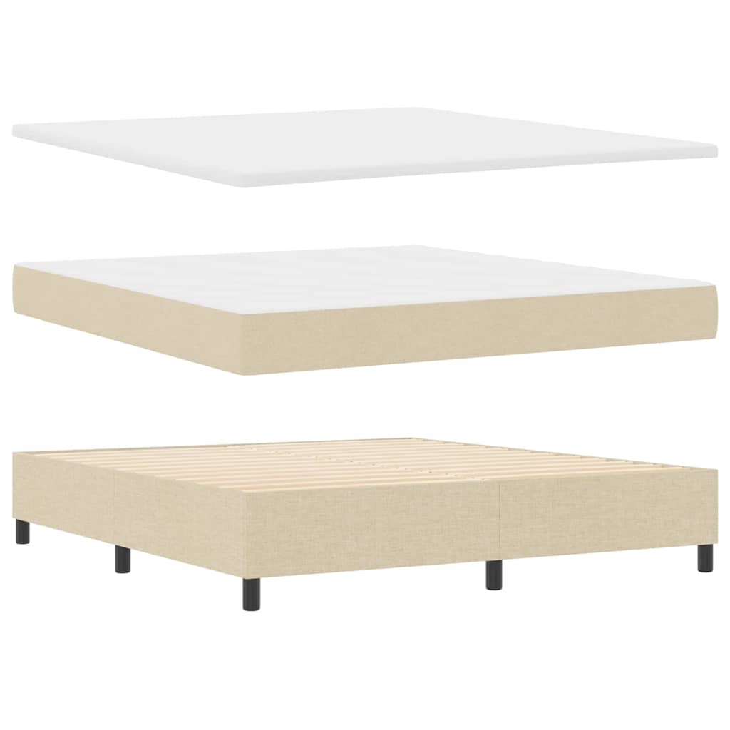 Box Spring Bed with Headboard Cream 180 x 200 cm Fabric