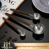 Walnut Handle Coffee Bean and Seasoning Measuring Spoon, 304 Stainless Steel