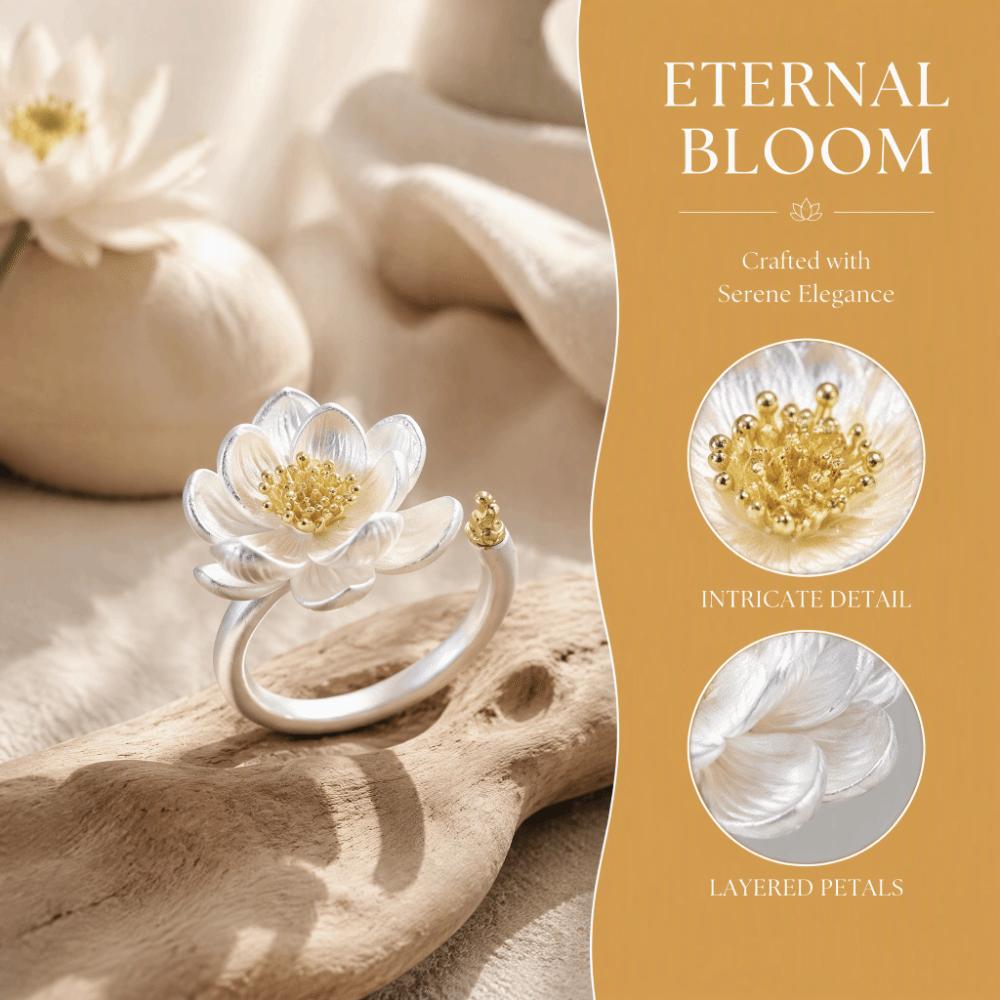 Adjustable Blessing Ring Open Size Fashion Ring New Chinese Style Lotus Flower Ring  Women