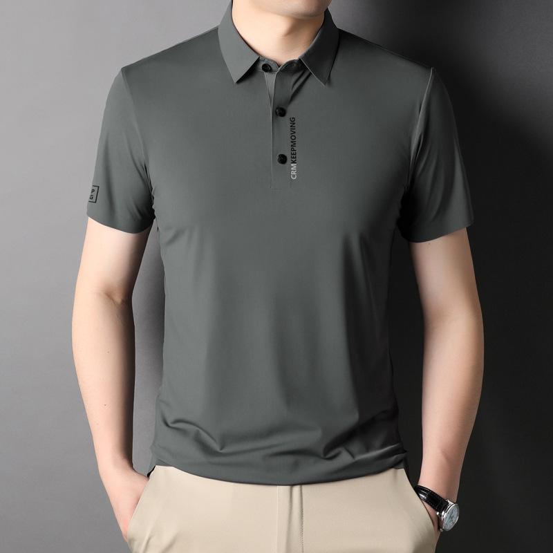 New Short-Sleeved T-shirt Men's Cotton Short-Sleeved Slit Thin Summer T-shirt Men's Polo Shirt Men's