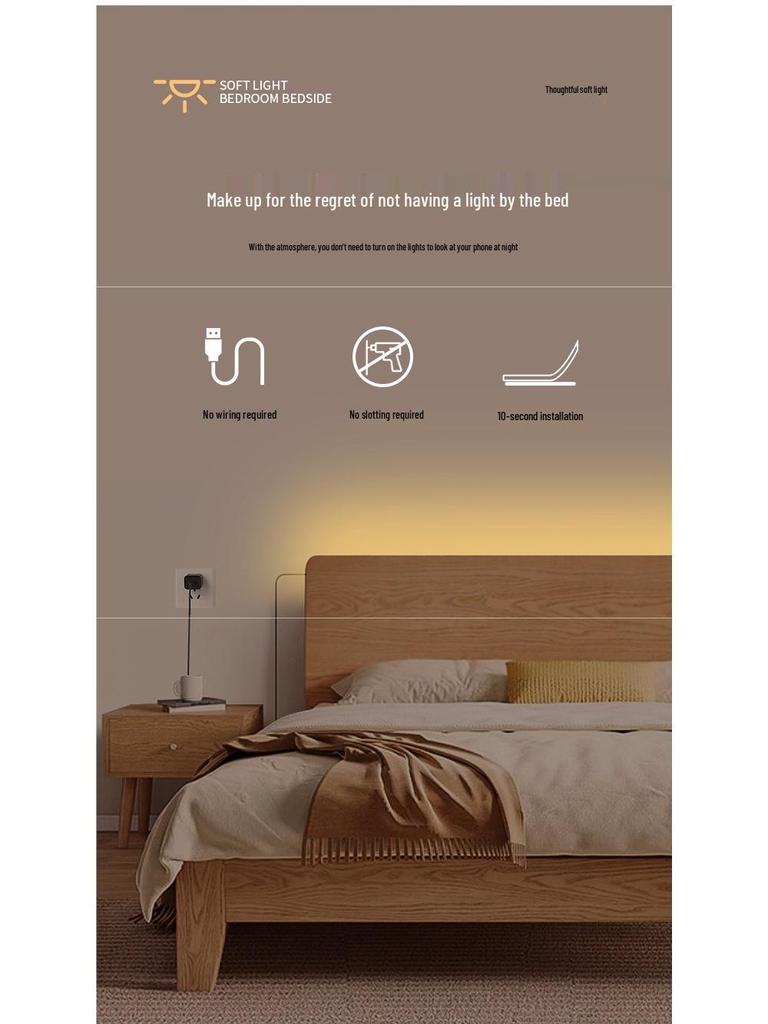 Remote-Controlled Night Light Strip for Eye Protection and Bedroom Ambience