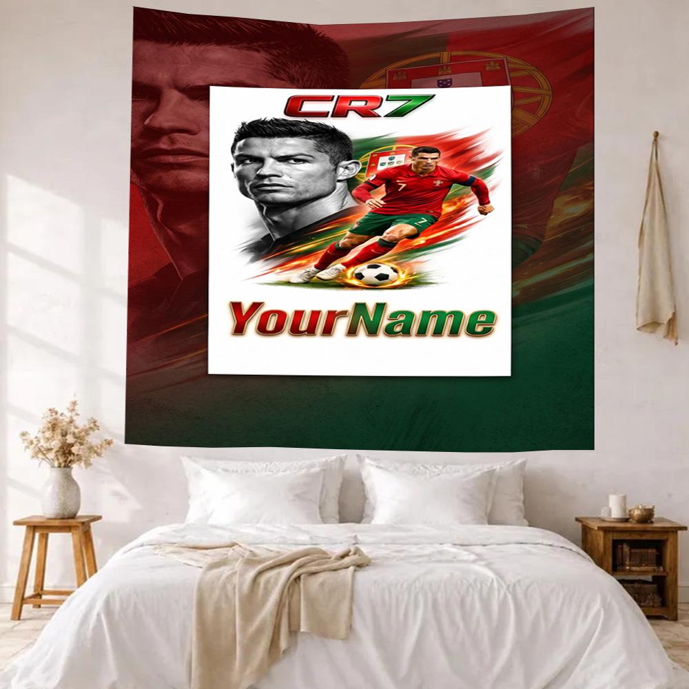 Cristiano Ronaldo Custom Jouw Naam Muurdecoratie Wandkleed Kunst Voor Huisdier Herdenking Verjaardag Bruiloft Feest Achtergrond Familiecadeau