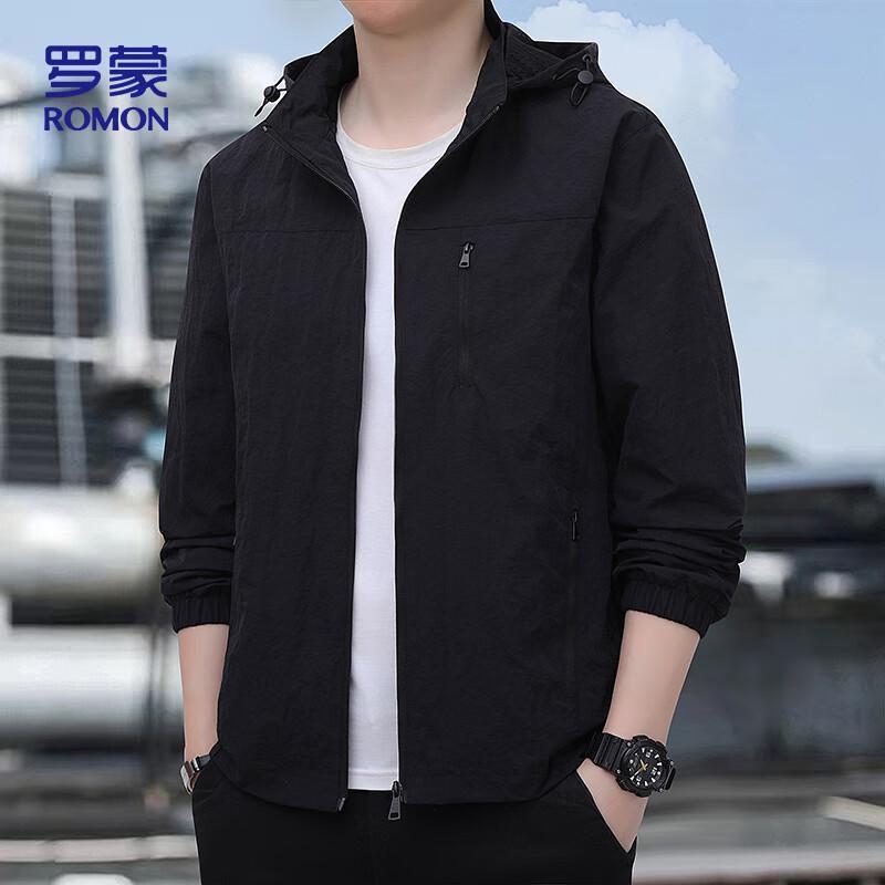 

Luomeng Men s Spring Autumn Business Casual Jacket with Removable Hood XL