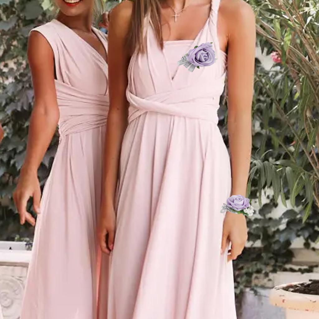 2PCS Elegant Rose Corsages For Bride Groom Bridesmaids Wedding Ceremony Anniversary Formal Dinner Party Marriage Prom