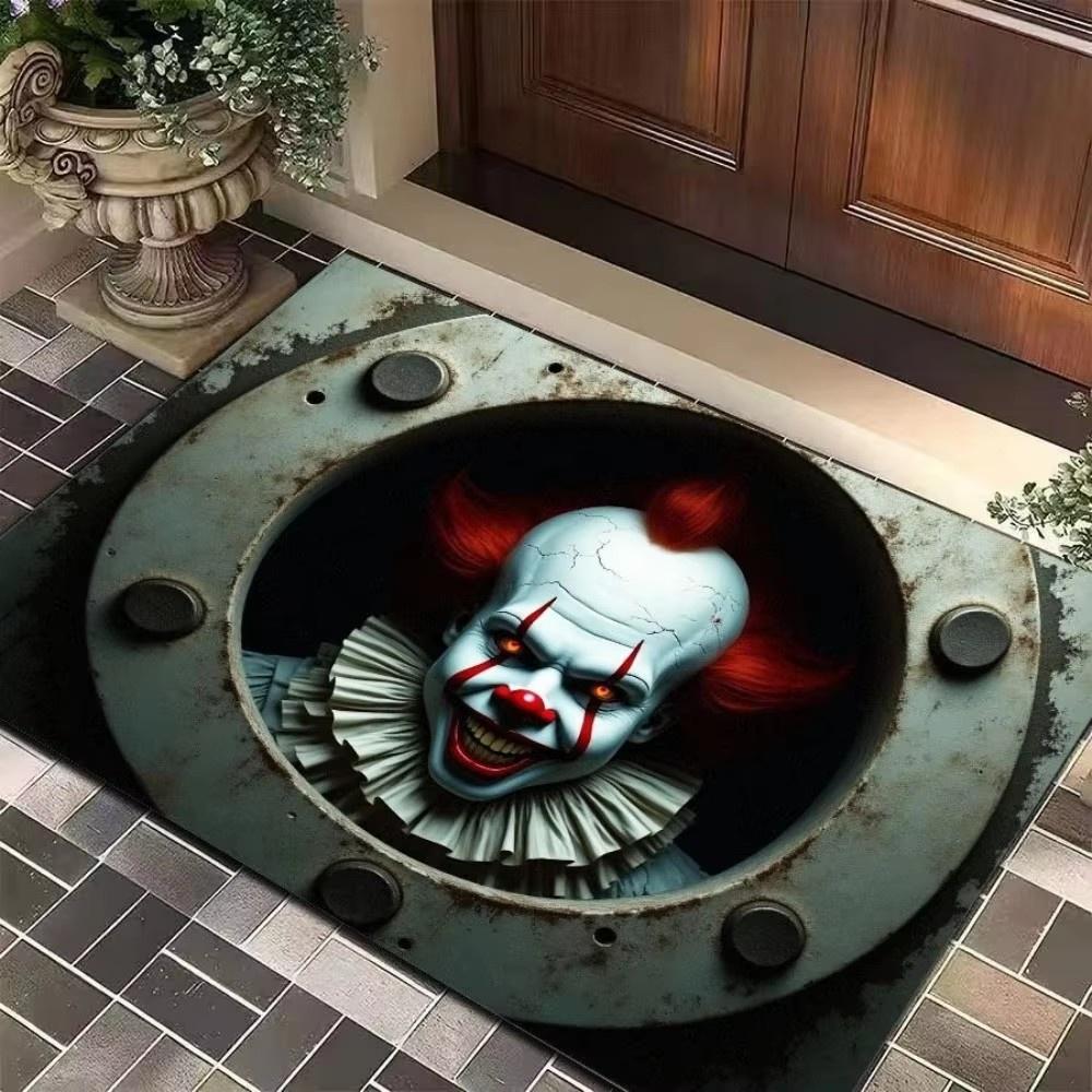 Halloween Clown Theme Carpet Non-Slip Creative Weird Party Entrance Living Room Dark Wind Holiday Atmosphere Decoration