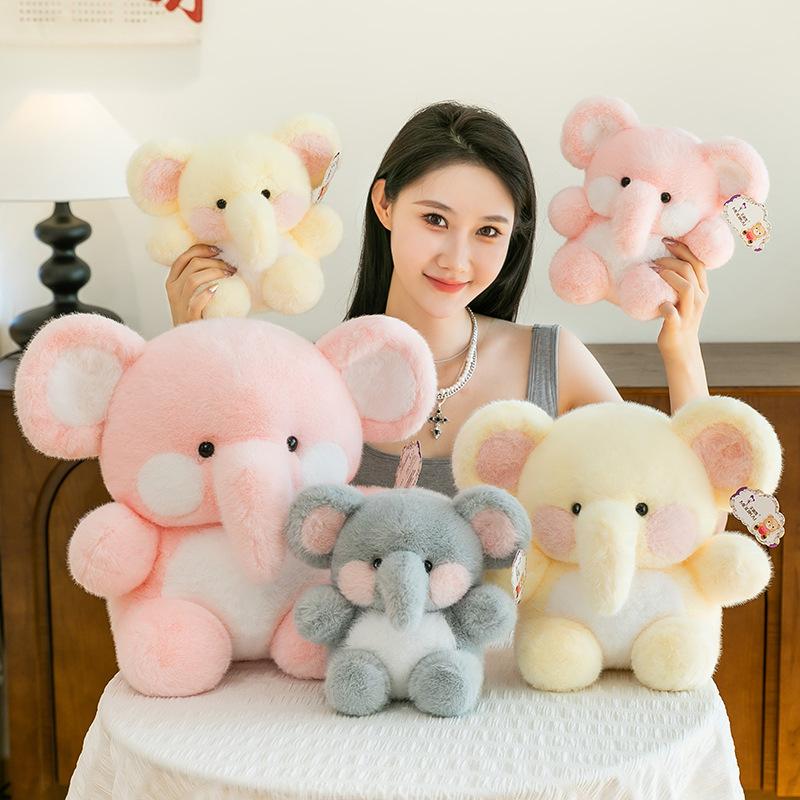 Bai Fen Bai Dolls And Toys Women's Yellow Cute Dun Dun Baby Elephant Plush Toy Cute Baby Elephant Doll Soothing Doll For Girls And Children Gifts