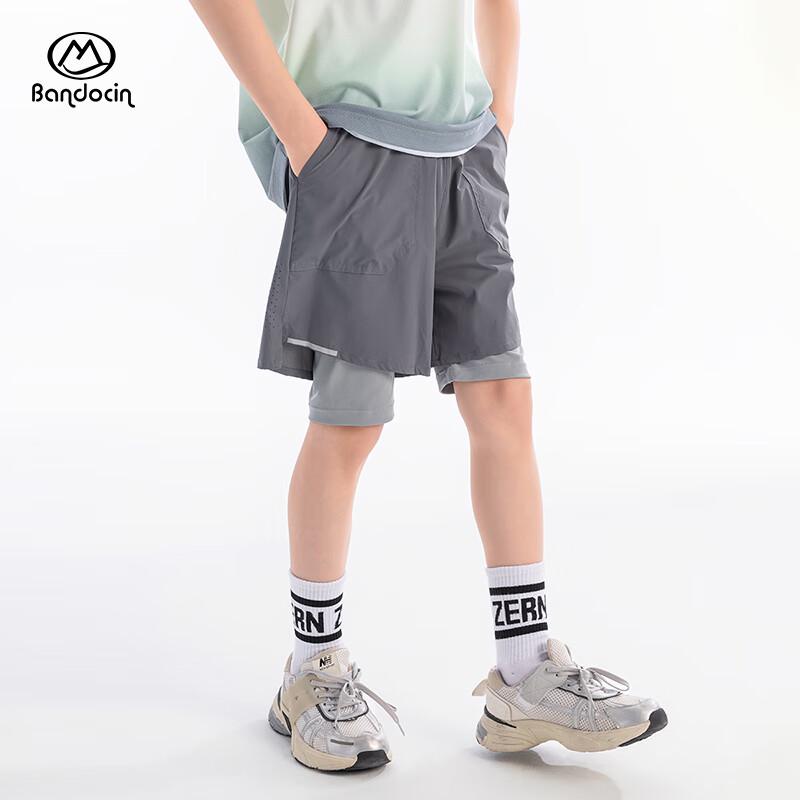 Boys' Faux Two-Piece Outdoor Sports Shorts