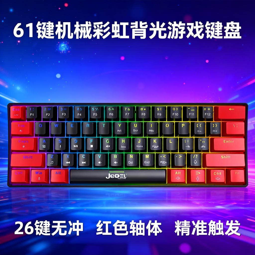 Compact 61-Key RGB Mechanical Keyboard: Portable Wired Mini for Gaming and Office Use