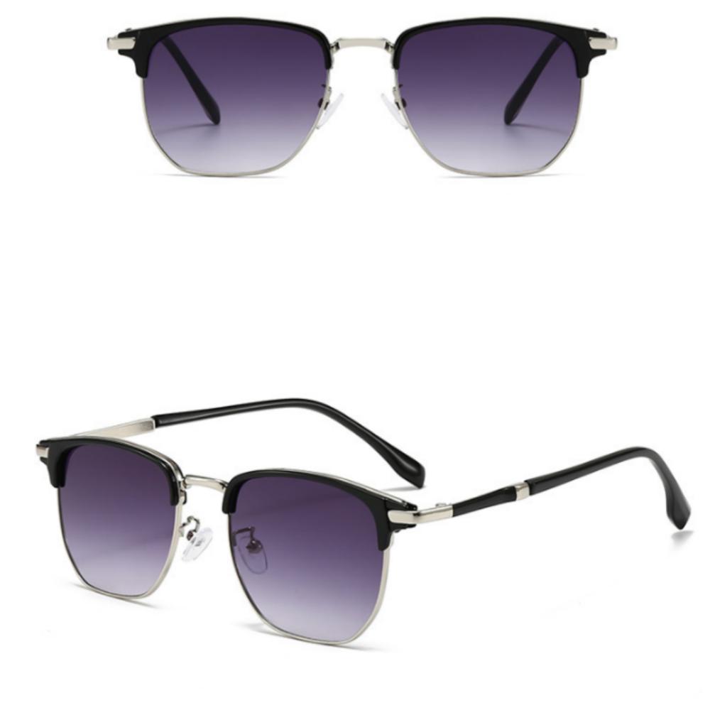 Metal Half Frame Sunglasses Retro Fashion Gradient Lens Classic Eyewear UV400 Protection Men Women Vintage Style Sunglasses