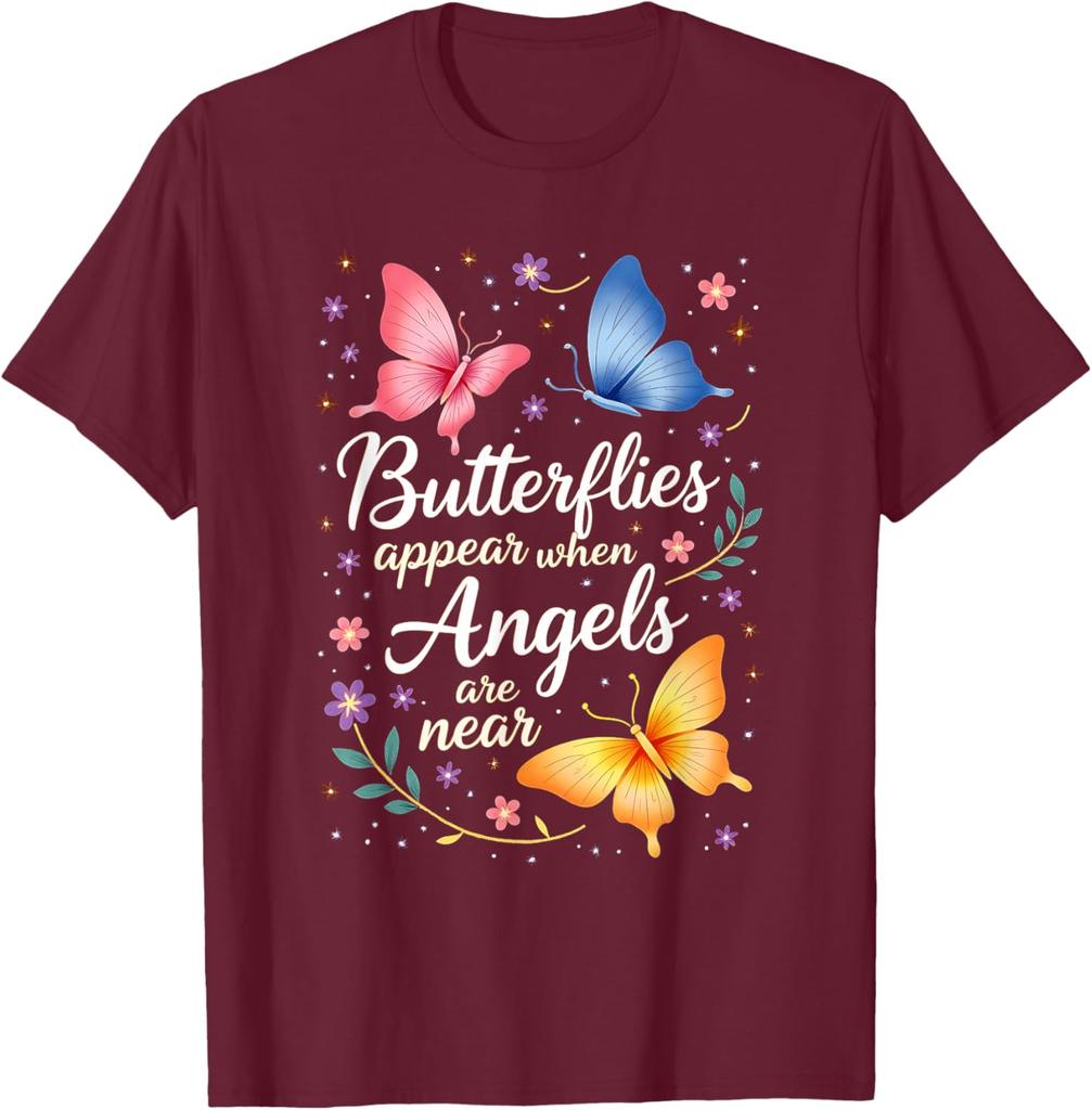 Butterflies Appear When Are Near Graphic Tee Casual Cotton Short Sleeve Round Neck T-Shirt