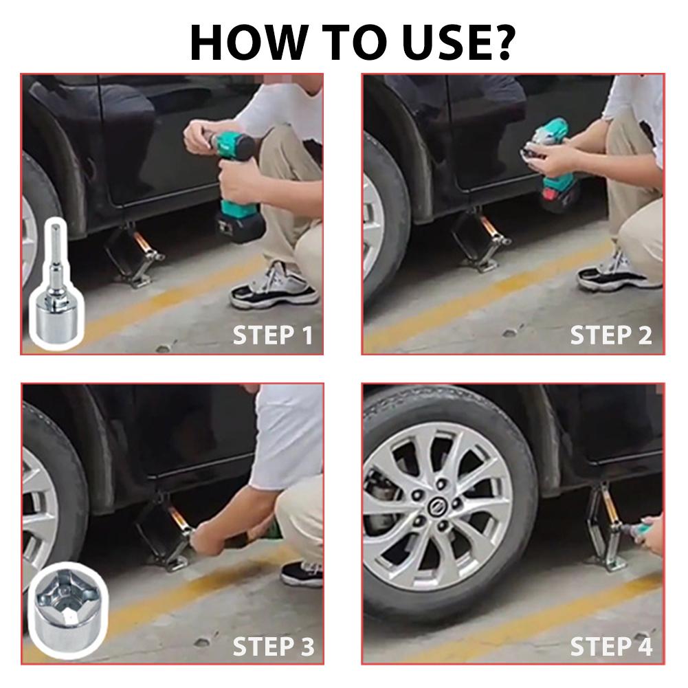 Universal Scissor Jack Adapter Jack Extension Socket Wrench Scissor Portable Car Maintenance Tool Kit