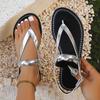 New summer woven toe sandals fashionable solid color herringbone flat beach women's sandals