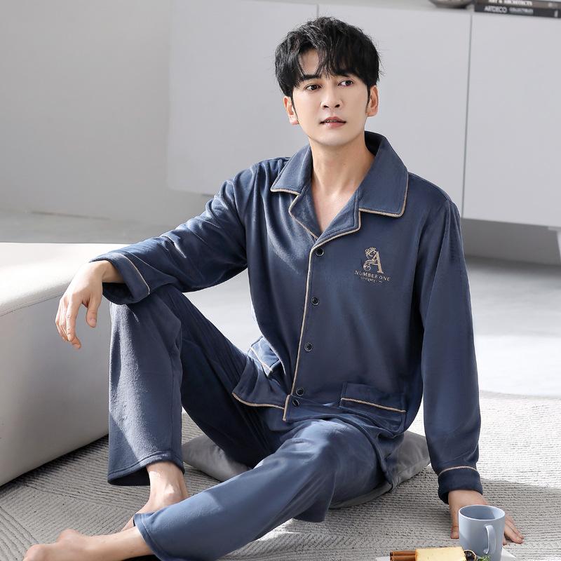 

Island Fleece Pajamas Men S Autumn And Winter Coral Fleece Large Size Flannel Winter Loungewear Set XL