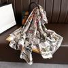 Flower Satin Neck Scarves Soft Beach Hijab Luxury Silk Scarf Shawls  Bride/Bridesmaid
