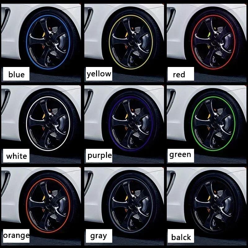 8M/Roll Rim Blades Car Vehicle Wheel Rims Protectors with Tape Decor Strip Tire Guard Line Rubber Mounding Trim Car Stickers