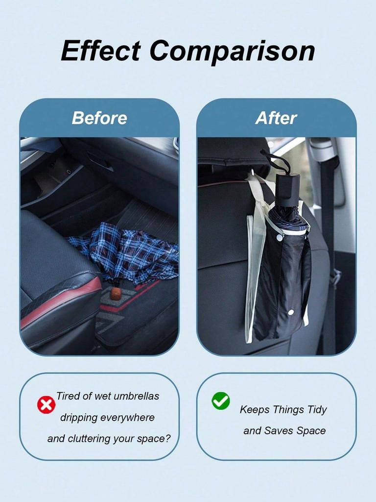 Porte-parapluie universel pour dossier de siège de voiture, Sac imperméable en nylon, Design suspendu, Peut contenir 3 parapluies, Pliable, Installation facile, Pratique