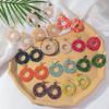 Summer Colorful Round Bead Earrings - Sweet, Simple, Handmade Woven Studs