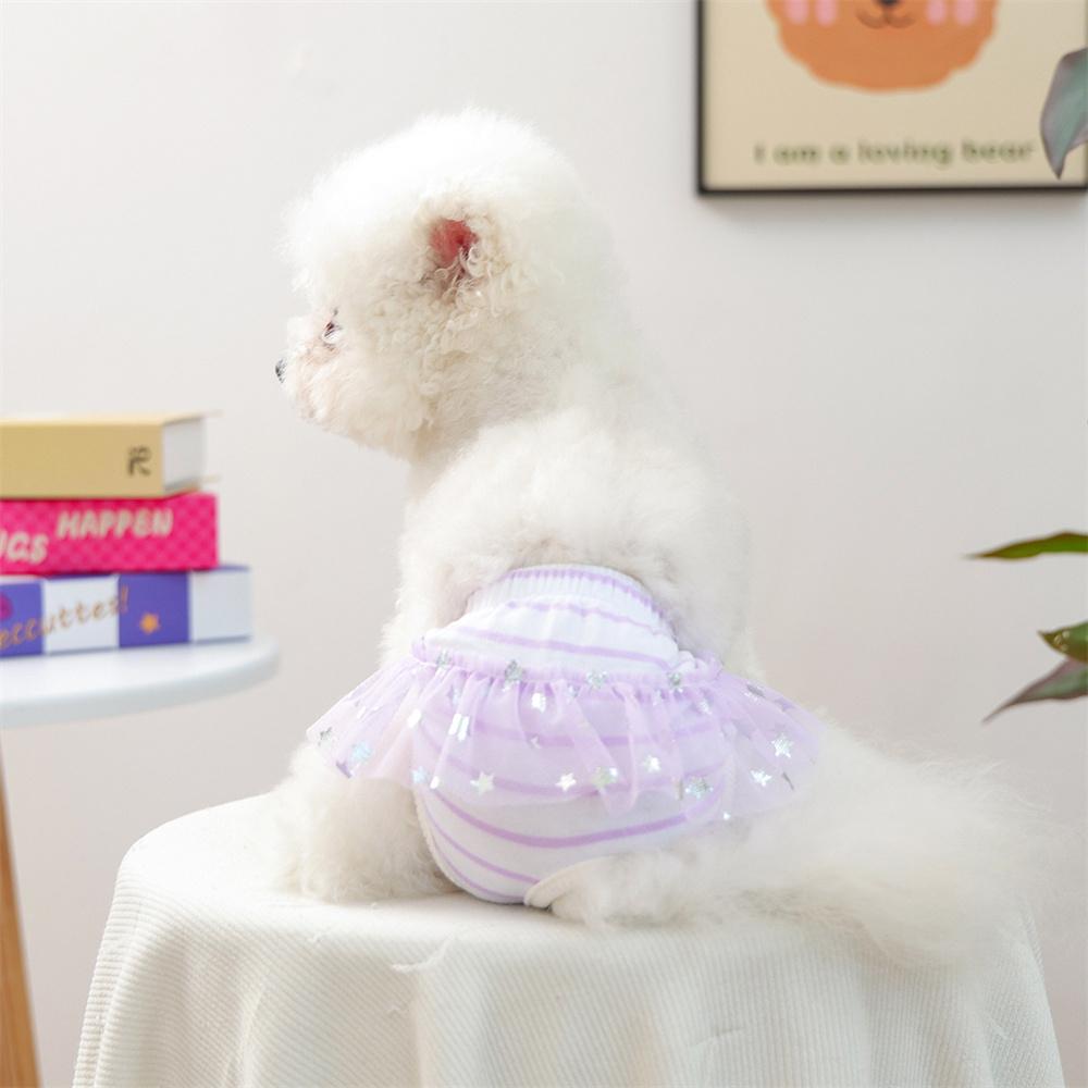 Protecting Female Dogs Physiological Pants for Small Dogs Stripe Pet Underpants with Lace Pomeranian Yorkshire Safety Shorts