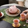 Yixing Purple Clay Teapot Handmade Ball Hole Filter Xishi Tea Pot Pink Pig Shaped Chinese  Zisha Tea Set Kettle With Tea Cup