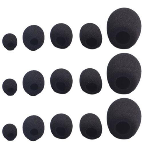 Set of 5 Black Microphone Sponges, Windproof Covers for Headsets, Intercom Microphones, and Loudspeakers, Noise-Blocking, Breathable, Washable, Reusab
