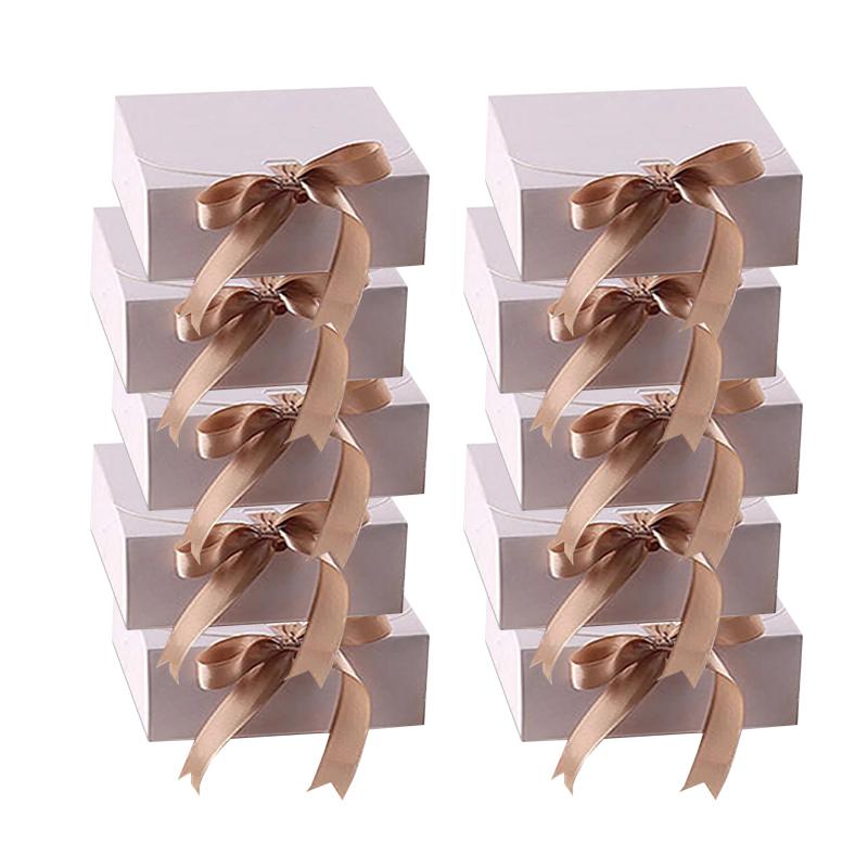 

10 шт., коробка для рождественского подарка, бумажная коробка, подарочная коробка для вечеринки с лентой, коробки для конфет, печенья, шоколада, ручной работы, шоколадного печенья 11.5x11.5x5cm