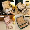 Classic Leather Jewelry Box With Multiple Layers For Elegant Storage Of Earrings Rings And Necklaces