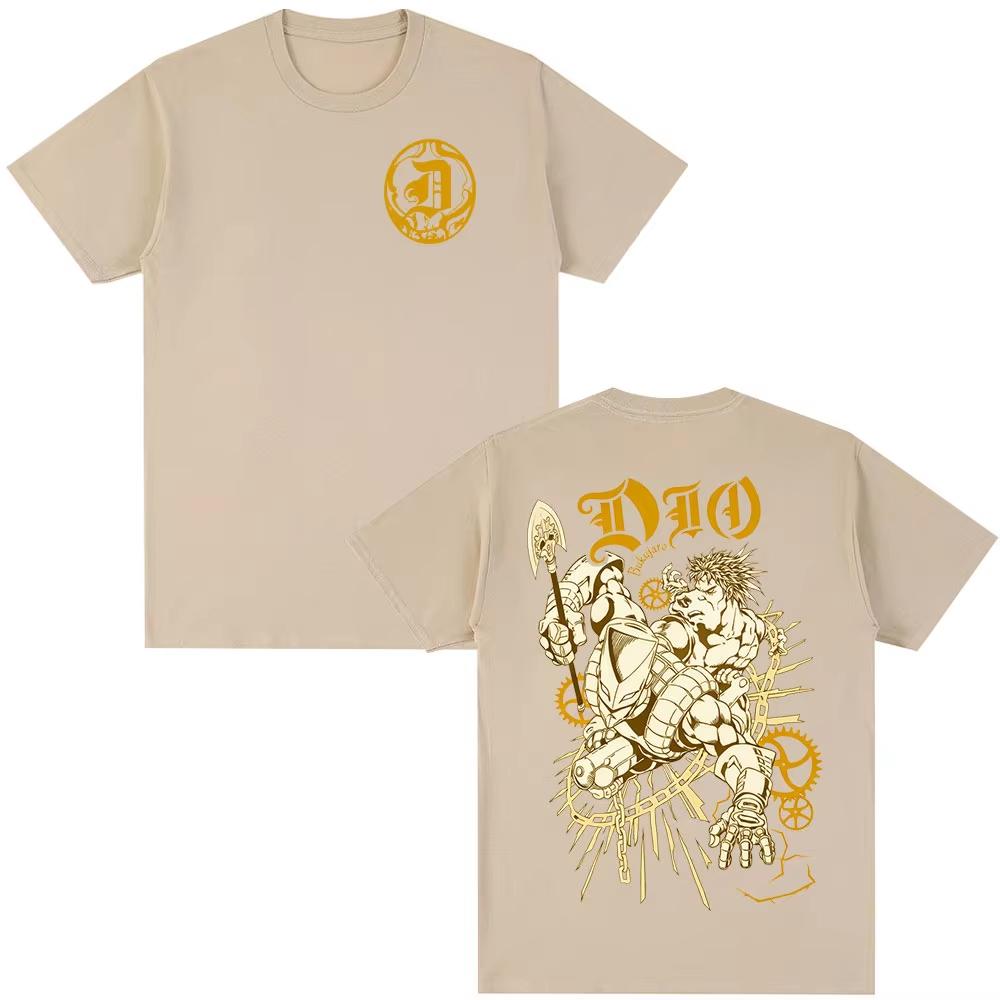 This Eye-catching JoJo’s Bizarre Adventure Dio Brando & The World Graphic T-Shirt Boasts Bold Golden Artwork Perfect For Die-hard Anime Fans T-Shirt