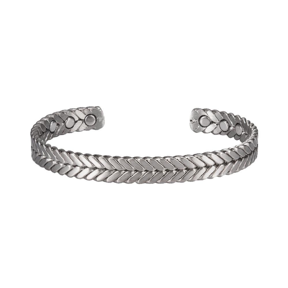 Women's Tricolor Magnetic Energy Bracelet: Wheat/Silver/Copper Adjustable Pure Copper Design