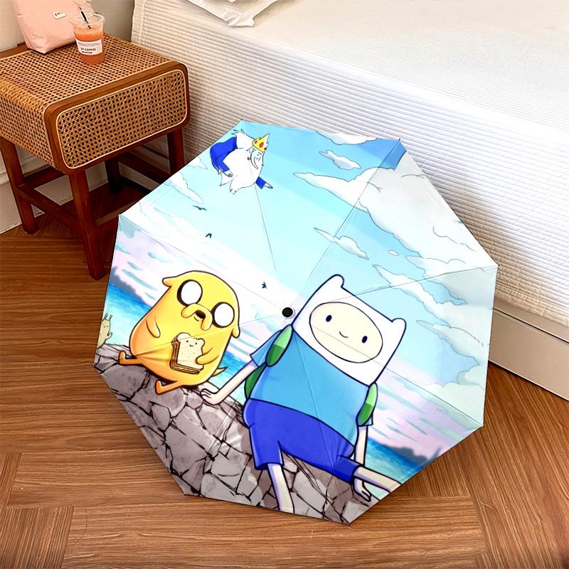 Jake and Finn Pattern, Automatic Folding Umbrella, Portable and Foldable Design, 8 Ribs, a Christmas or Birthday Gift.