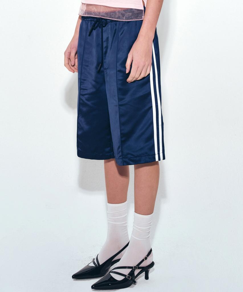 Nigaennikol Double Line Satin Half Pants_Navy
