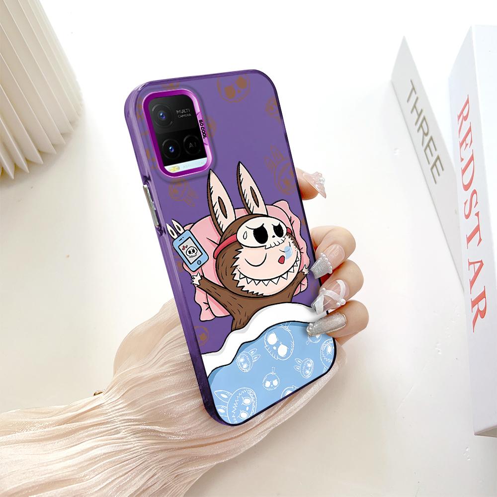 

Окрашенный узор, красочный серебристый, двухсторонний, жесткий, противоударный чехол для телефона Vivo Vivo Y21S темно-фиолетового