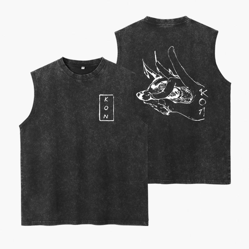 

Японское Аниме Выстиранный Жилет Ретро Мужской Фитнес Спортивный Топ Чистый Хлопок Летний Дышащий Свободный Y2k Майка Без Рукавов 2XL