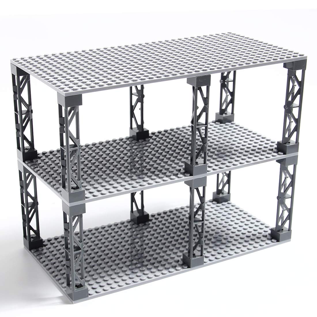 

INIBUD Classic Compatible Foundation Block with Set of 3 Boards and 12 Posts Plate, 16x32mm, Double-Sided, Posts, (Light Gray)