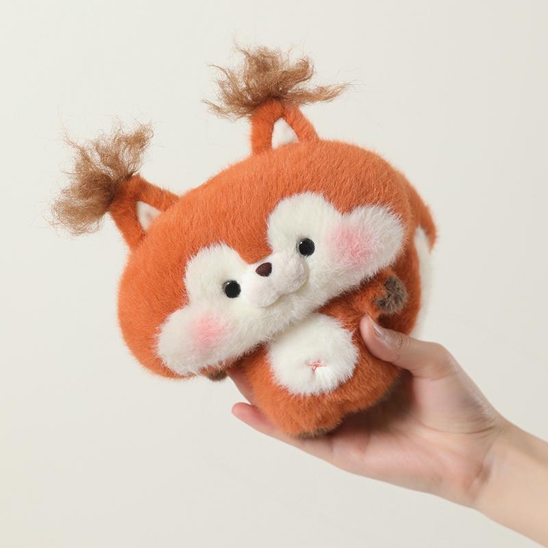 13Cm Kawaii Animals Plush Pendant Stuffed Squirrel Red Panda Raccoon Cute Key Ring With Loop Decor For Bag Gift
