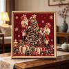 Handmade Framed Pearl Painting Set with Christmas Nutcracker Tree Design 5D Shiny Bead Art Canvas Creative Craft for Room Decor