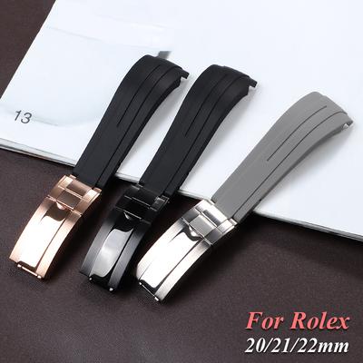 20mm 21mm 22mm Rubber Watchband for Rolex Submariner for GMT for Daytona Silicone Strap Waterproof Curved End Sport Watchband