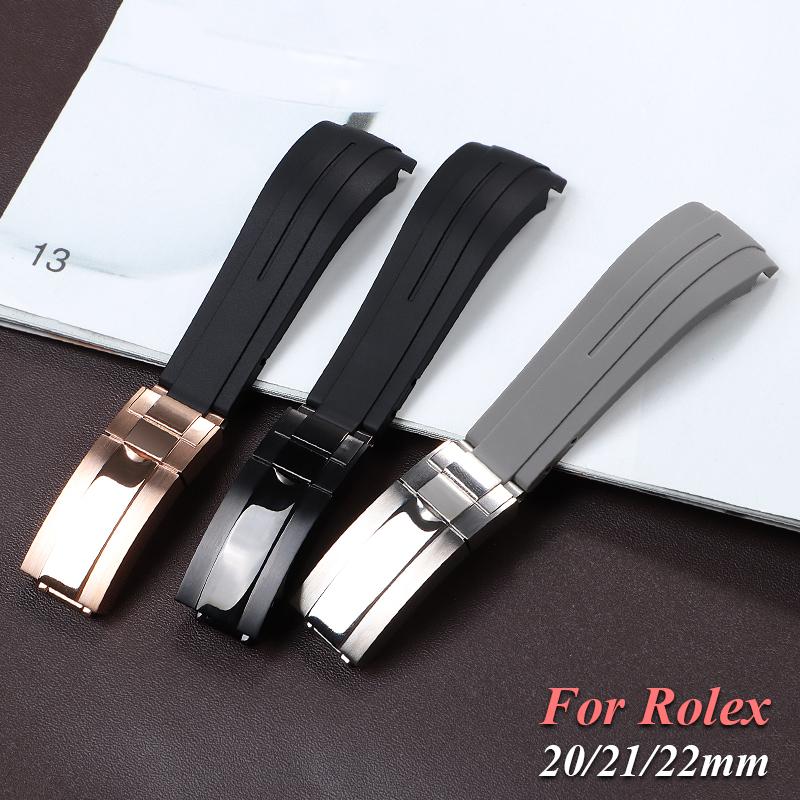 20mm 21mm 22mm Gummi-Uhrenarmband für Rolex Submariner für GMT für Daytona Silikonband Wasserdicht Gebogenes Ende Sport-Uhrenarmband