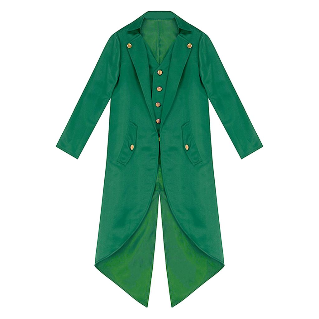 Boys Girls Steampunk Tailcoat Victorian Jacket Retro Gold Buttons Fake Two Piece Renaissance Costume Set