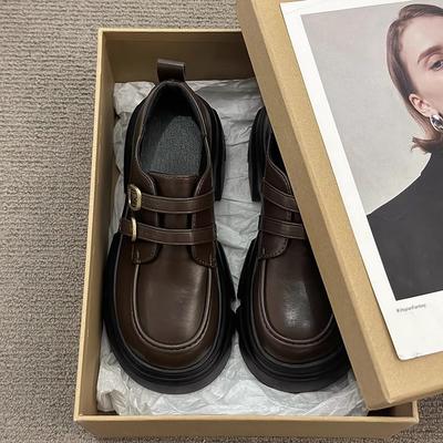 Petites chaussures en cuir de style britannique pour femmes 2025 nouvelles chaussures simples printemps et été polyvalentes à plateforme chaussures pour femmes mocassins en cuir véritable