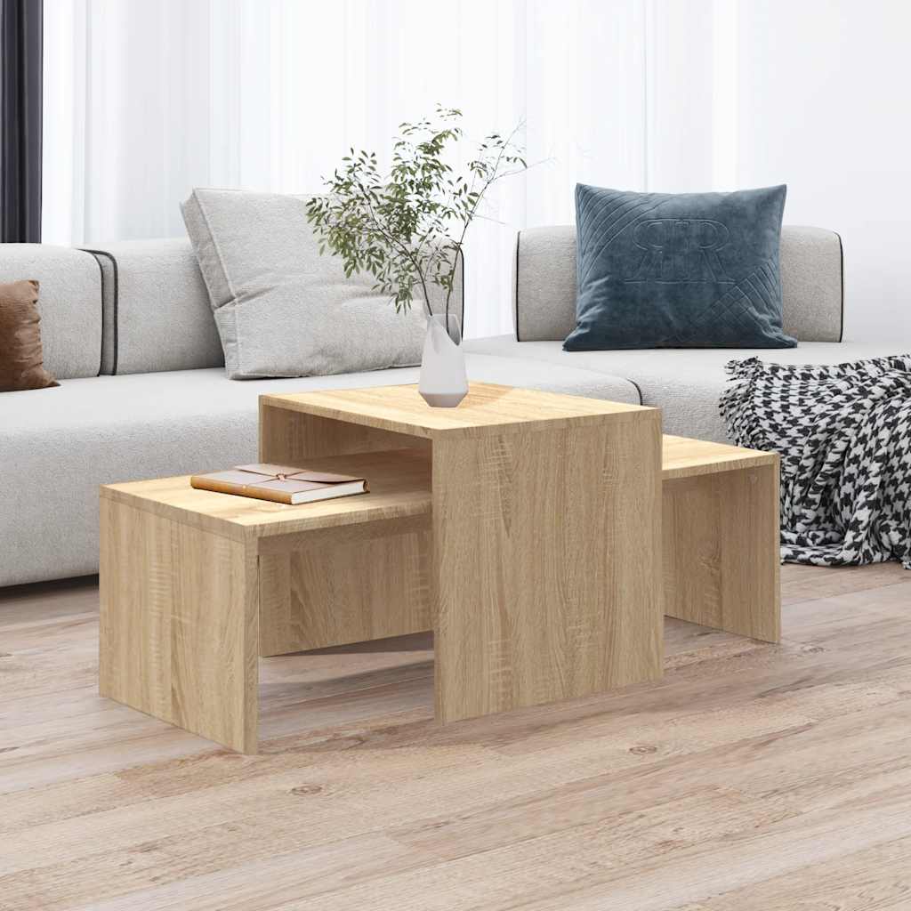 Coffee Table Set Sonoma Oak 100x48x40 Cm Particleboard