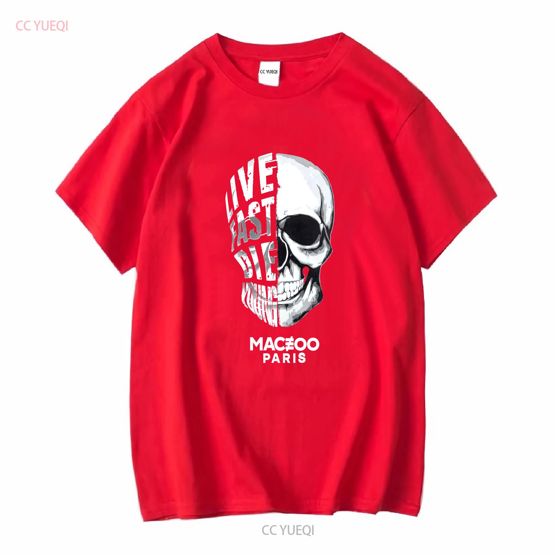 Maceoo T Shirt Mens Medium Black Crew Paris Skull Bone Live Fast Die Young Adult 3 long or short sleeves vintage Washed Soft S