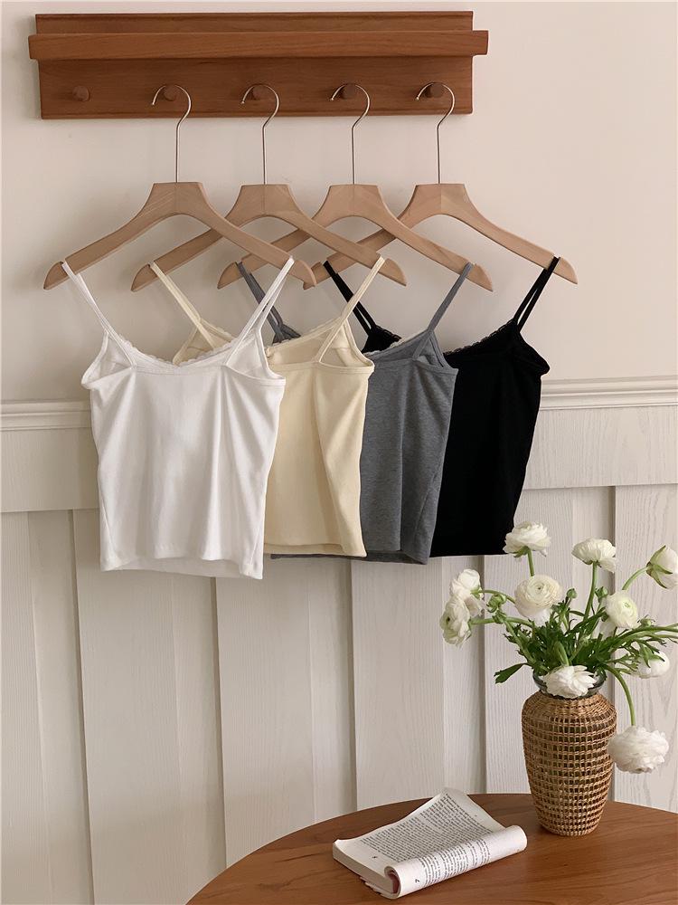 Spicy Girl Lace Bow Backless Cami with Chest Pads – Seamless Short Top