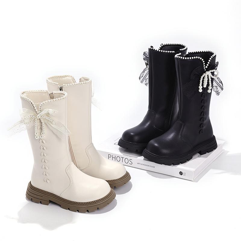 Girls boots 2025 winter new children's boots Girls older Martin boots super fire two cotton velvet high leather boots