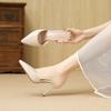 Spring and Autumn thin heels pointed temperament versatile slippers high heels leather surface simple daily lazy shoes women's shoes