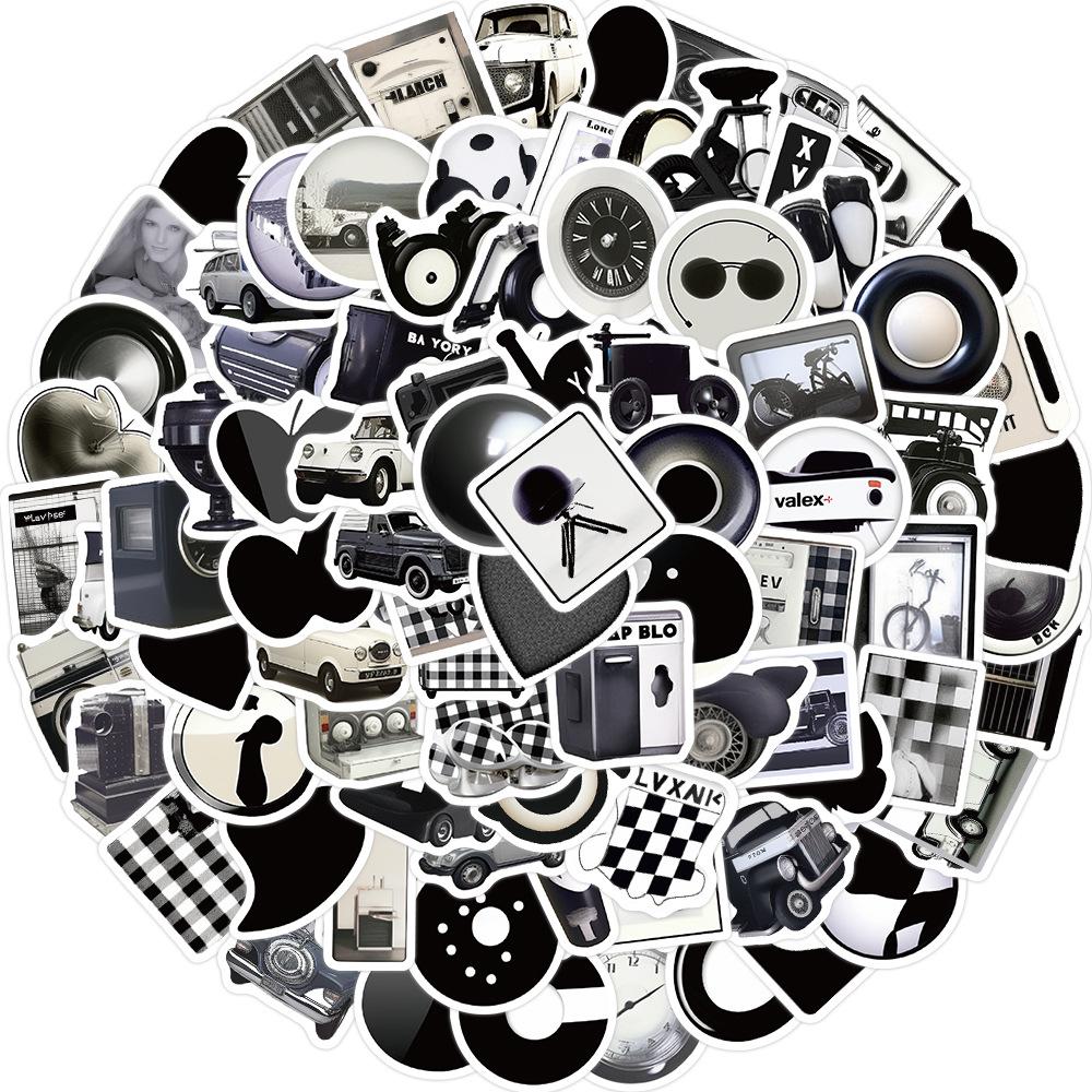 100 Ins Simple Black and White Style Graffiti Stickers Decorate Guitar Laptop Suitcase DIY Waterproof