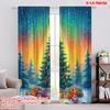 2pcs,2D Plane Printing Contemporary Curtains Christmas Tree Gifts Snowfall 100% Polyester (without Rod) Festive Ldeal for