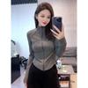Sporty Slim-Fit Women's Cardigan Jacket - 2025 Autumn Korean Style Trendy Top